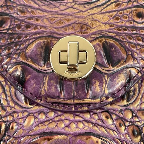 Brahmin Dayan Leather Shoulder Bag Fig Jam Melbourne Purple East West Bag - Picture 10 of 15